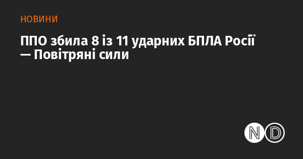 Сили ППО знищили 8 з 11 ударних безпілотників Росії — Повітряні сили