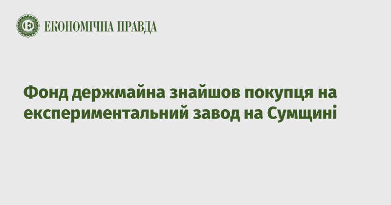 Фонд державного майна виявив потенційного покупця для експериментального заводу на території Сумщини.