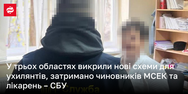 У трьох регіонах виявлено нові методи ухилення від військової служби, затримано працівників МСЕК та медичних установ, повідомляє СБУ.